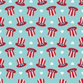 Seamless pattern with red hats and hearts for Independence day Royalty Free Stock Photo