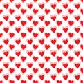 Seamless pattern of red heart figures on a white background for fabrics, wallpapers, tablecloths, prints and designs.The EPS file