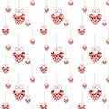 Seamless pattern red heart hanging