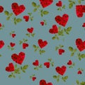 Seamless pattern red heart rose petals Royalty Free Stock Photo