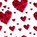 Seamless pattern red heart rose petals Royalty Free Stock Photo