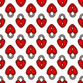 Seamless pattern with red heart-shaped lock. Vector illustration Royalty Free Stock Photo