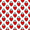 Seamless pattern with red heart-shaped lock. Vector illustration Royalty Free Stock Photo