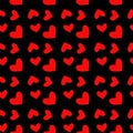 Seamless pattern with red hearts on a black background. Valentine s Day. Vector illustration Royalty Free Stock Photo