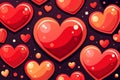 Seamless pattern with red hearts on dark background Royalty Free Stock Photo