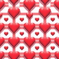Seamless pattern of red hearts on a pink and white checkered background image photo Royalty Free Stock Photo