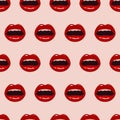 Seamless pattern with red lips, illustration Royalty Free Stock Photo