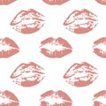 Seamless pattern with red lips on white background. Vector illustration for print Royalty Free Stock Photo