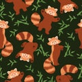 Seamless pattern with red pandas. Vector graphics Royalty Free Stock Photo