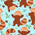 Seamless pattern with red pandas. Vector graphics Royalty Free Stock Photo