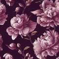Seamless pattern with red peonies, flower background, wallpaper, AI generated Art Royalty Free Stock Photo