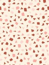Seamless pattern in red and pink color with square, triangular and rectangular shapes. Ink and pen. Hand drawn.