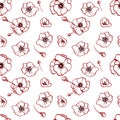 Seamless pattern red poppies