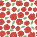 Seamless pattern with red poppies flowers. Vector print Royalty Free Stock Photo