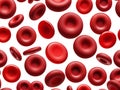 Seamless pattern of red red blood cells under a microscope on a white background isolated. 3D illustration, top view Royalty Free Stock Photo