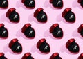 Seamless pattern with red ring box on pink background. Valentine's Day 2021 banner theme. Wallpaper for 14 February