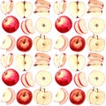 Seamless pattern of red ripe apples Royalty Free Stock Photo