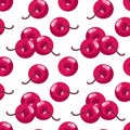 Seamless pattern, red ripe cherries on a white background. Fruit background, print, textile Royalty Free Stock Photo