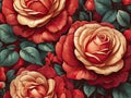 Seamless pattern red rose with petals flowers Royalty Free Stock Photo