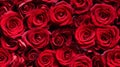 Seamless pattern. Red roses beautifully arranged in top view of love, Valentine\'s Day, marriage, couples. Generative Ai.