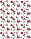 Seamless pattern with red roses, leafs, gift box