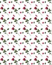 Seamless pattern with red roses, leafs