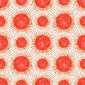 Seamless pattern. Red round virus microbe on a light background. In the retro style, the texture is an abstraction. Royalty Free Stock Photo