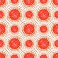 Seamless pattern. Red round virus microbe on a light background. In the retro style, the texture is an abstraction. Royalty Free Stock Photo