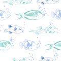 Seamless pattern. Red Sea Fishes