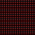 Seamless pattern of red stars and white mark texture on black background. Flat design vector.