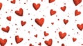 Seamless pattern of red stippled hearts and dots on a white background Royalty Free Stock Photo