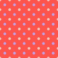 Seamless pattern, red texture or background with blue and gray polka dots on red background