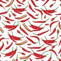 Seamless pattern with Red Thai chilli peppers. Royalty Free Stock Photo