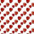 Seamless pattern with red watercolor apples. Botanical geometrical illustration.