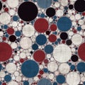 Seamless pattern of red white and blue circles packed tightly into sophisticated print