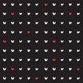 Seamless pattern red and white heart on black background in vector. Valentine s day background with little hearts. Design Royalty Free Stock Photo