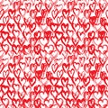 Seamless pattern red white heart brush strokes lines design, abstract simple scandinavian style background grunge texture. trend Royalty Free Stock Photo