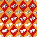 Seamless pattern with rhombus and theater masks, vector linear i Royalty Free Stock Photo