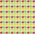 Seamless pattern with red, yellow and green apples on white Royalty Free Stock Photo