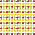 Seamless pattern with red, yellow and green apples on white Royalty Free Stock Photo