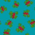Seamless Pattern , Redcurrant on Azure Background