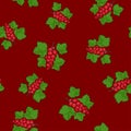 Seamless Pattern , Redcurrant on Red Background