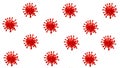 Seamless pattern with reds circles virus cell dangerous Chinese pathogen respiratory flu coronavirus COVID-19 with drops of blood