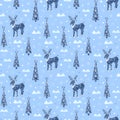 Seamless pattern with reindeer and Christmas trees for gift paper or postcard Royalty Free Stock Photo