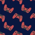 Seamless pattern with remote joystick with buttons. Vector illustration