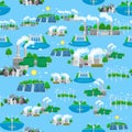 Seamless pattern renewable ecology energy, green city power alternative resources concept, environment save new