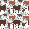 Seamless Pattern Repeatable of Horned Deer Buck Stag Royalty Free Stock Photo