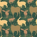Seamless Pattern Repeatable of Horned Deer Buck Stag Royalty Free Stock Photo