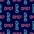 Seamless pattern with repeated abbreviation OMG!