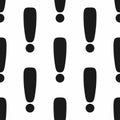 Seamless pattern with repeated exclamation marks. Black and white print.